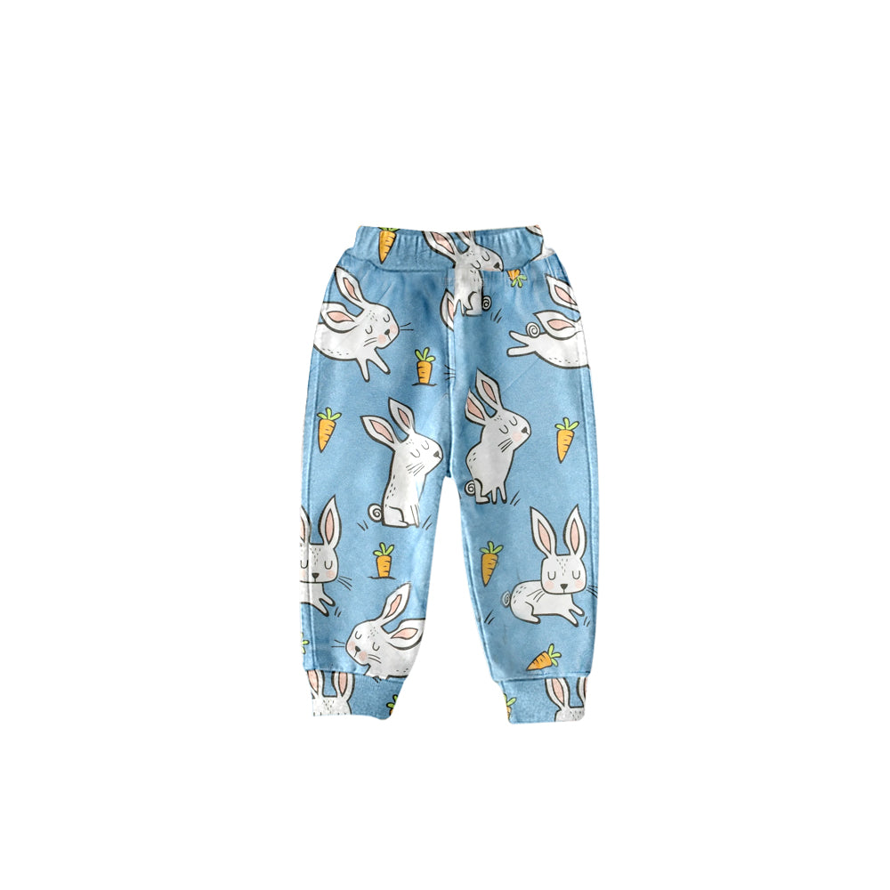 (Custom Design MOQ 5) NO.10 Bunny Carrot Print Kids Easter Pants