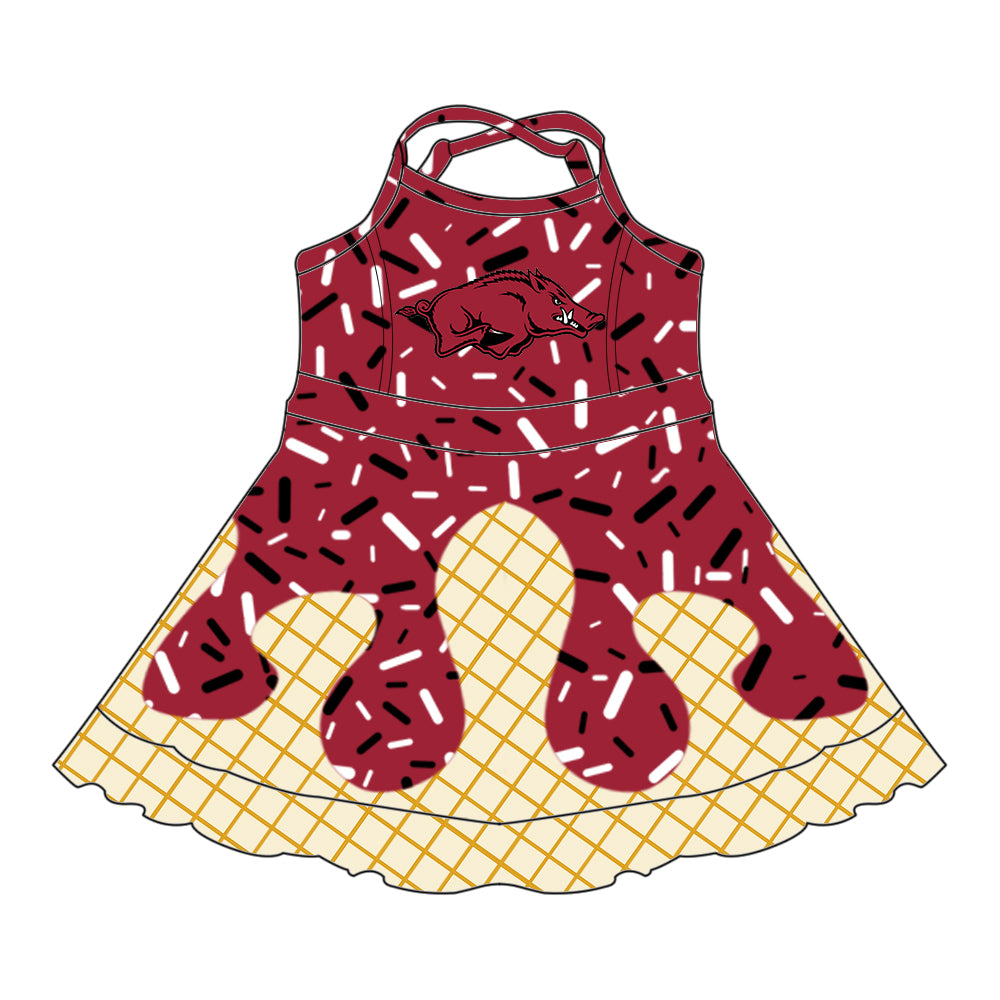 (Custom Design Preorder MOQ 5 Each Item)Team's Arkansas Sprinkles Print Sibling Matching Clothes