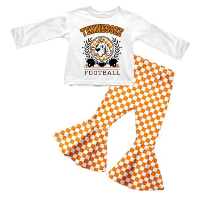 (Custom Design Preorder MOQ 5)  Team's Orange T Print Girls Clothes Set