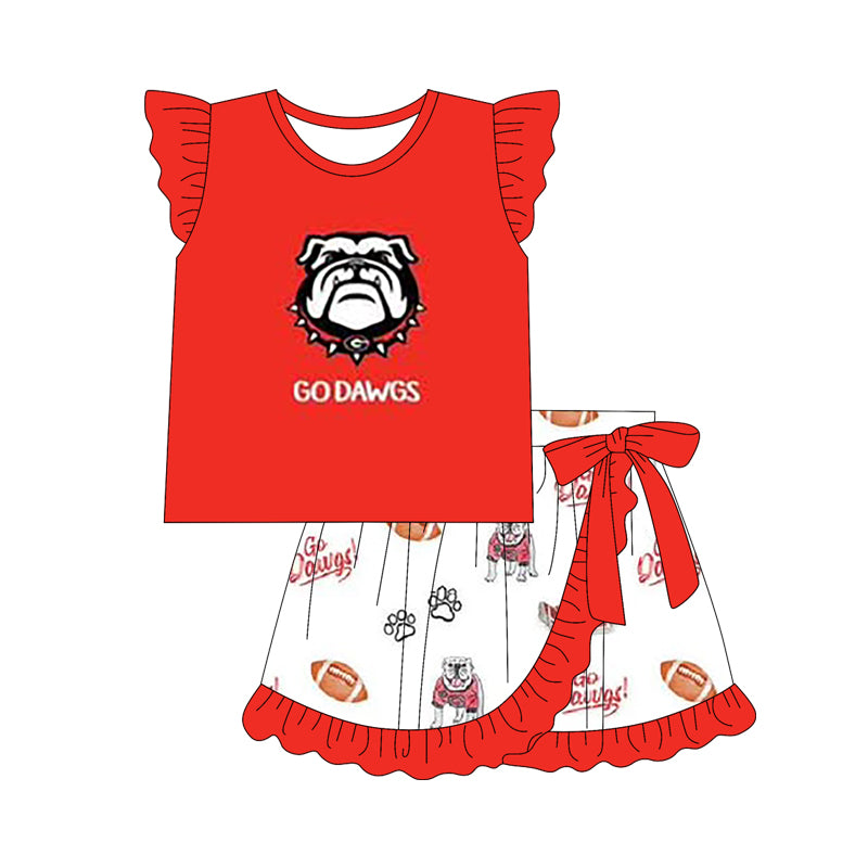 1.7(Custom Design Preorder MOQ 5 Each Design) Team's GO DAWGS Print Kids Summer Matching Clothes Sibling Wear