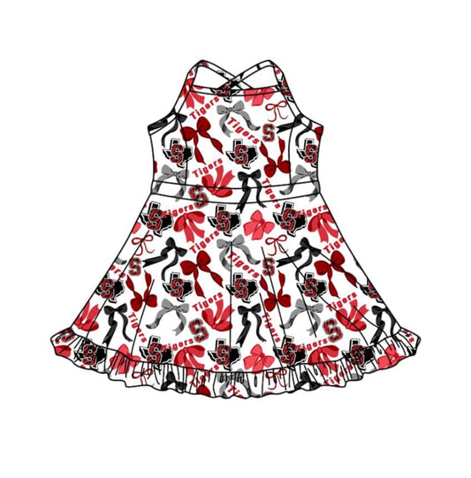 (Custom Design Preorder MOQ 5 ) Team's TX S Bows Print Shorts Skirts Girls Summer Yoga Dress