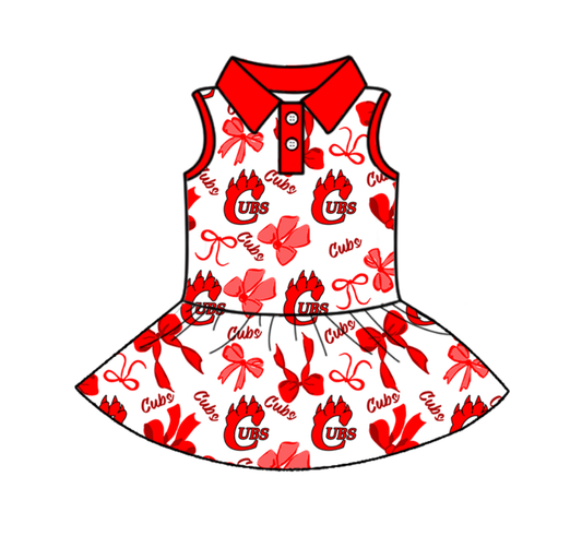 (Custom Design Preorder MOQ 5 )Team's UBS Bows Print Zipper Shorts Skirts Girls Summer Yoga Dress