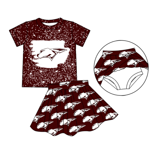 (Custom Design Preorder MOQ 5 ) Team's Ralls ISD Print Skirts Shorts Girls Summer Clothes Set