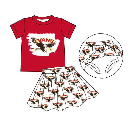(Custom Design Preorder MOQ 5 ) Team's EVANS Print Skirts Shorts Girls Summer Clothes Set