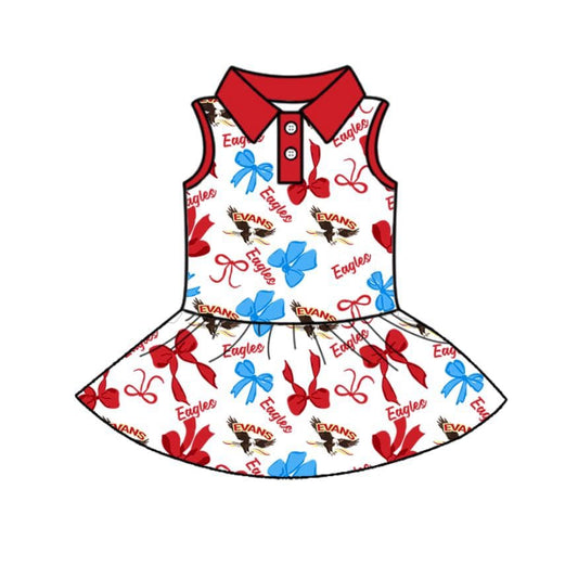 (Custom Design Preorder MOQ 5 ) Team's EVANS Bows Print Shorts Skirts Girls Summer Yoga Dress