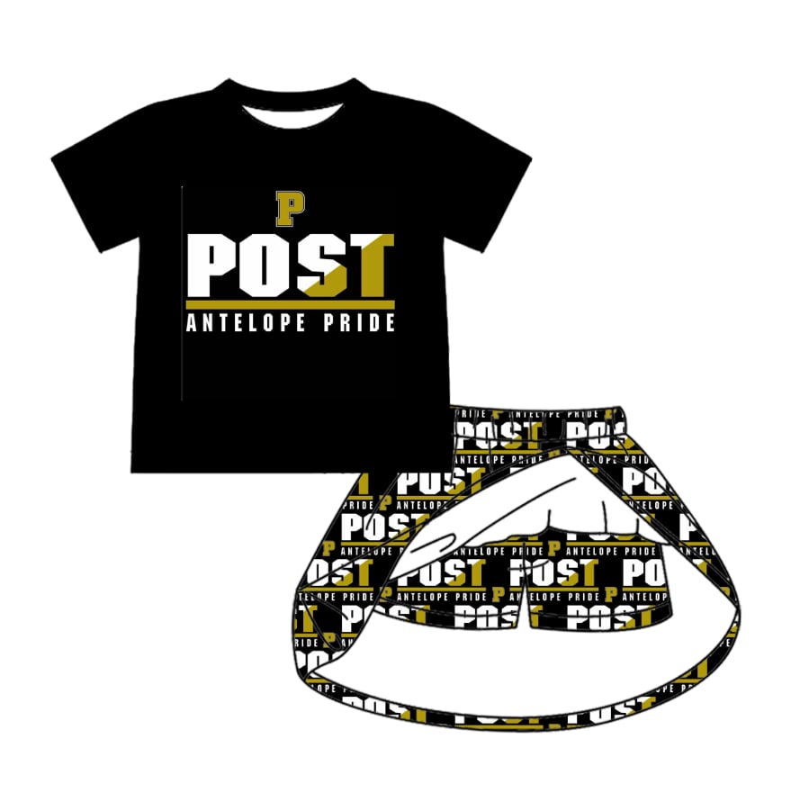 (Custom Design Preorder MOQ 5 ) Team's POST Print Skirts Shorts Girls Summer Clothes Set