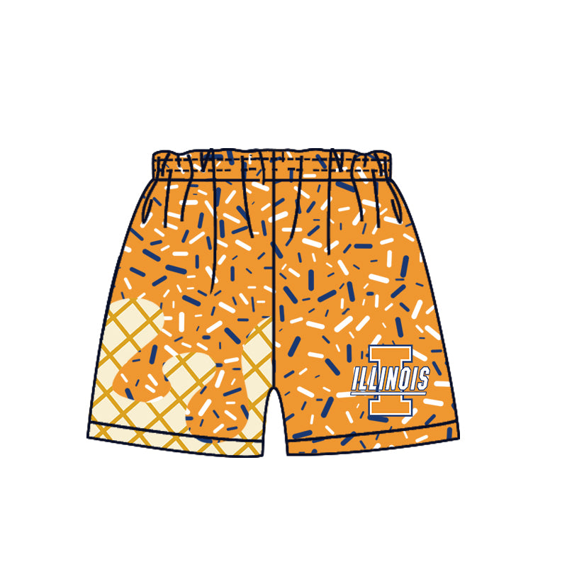 (Custom Design Preorder MOQ 5 Each Item)Team's ILLINOIS Sprinkles Print Sibling Matching Clothes