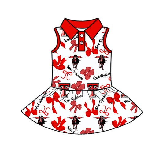 (Custom Design Preorder MOQ 5 ) Team's TT Bows Print Zipper Shorts Skirts Girls Summer Yoga Dress