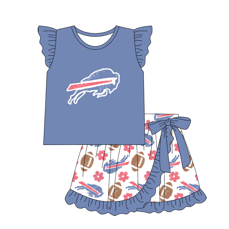 1.9(Custom Design Preorder MOQ 5 Each Design) Team's BILLS Print Kids Summer Matching Clothes Sibling Wear