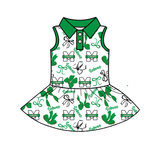 (Custom Design Preorder MOQ 5 ) Team's M LOBOES Bows Print Zipper Shorts Skirts Girls Summer Yoga Dress