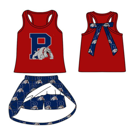 (Custom Design Preorder MOQ 5 ) Team's P Bulldogs Print Skirts Shorts Girls Summer Clothes Set