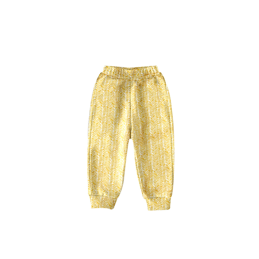 (Custom Design MOQ 5) NO.11 Mustard Stripes Print Kids Easter Pants