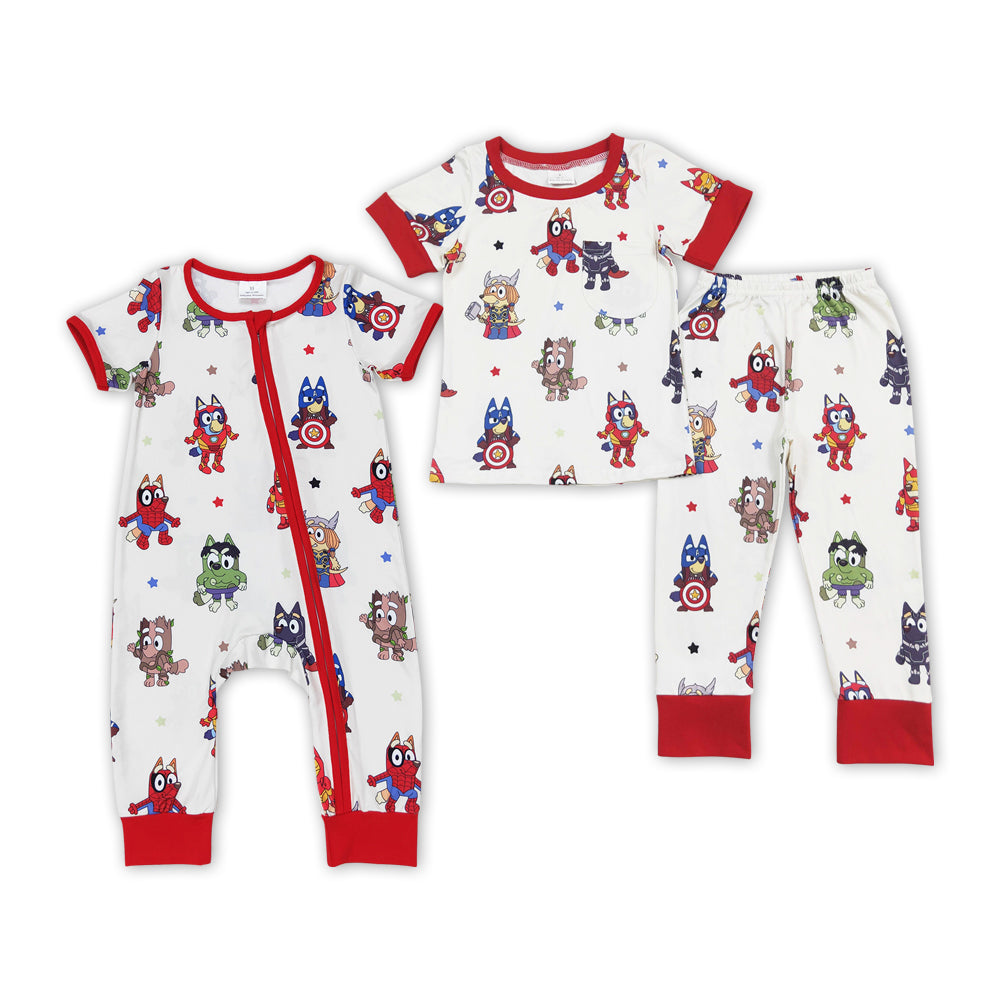 Cartoon Dog Hero Print Brother's Summer Matching Pajamas Clothes