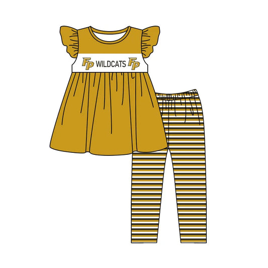 (Custom Design Preorder MOQ 5) Team's Wildcats Top Stripes Legging Pants Girls Clothes Set