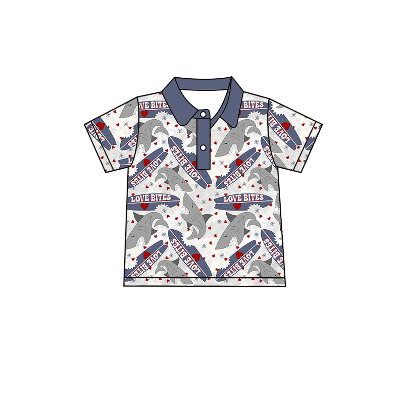 (Custom Design Preorder MOQ 5) Shart Print Boys Valentine's Polo Tee Shirts Top