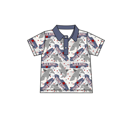 (Custom Design Preorder MOQ 5) Shart Print Boys Valentine's Polo Tee Shirts Top