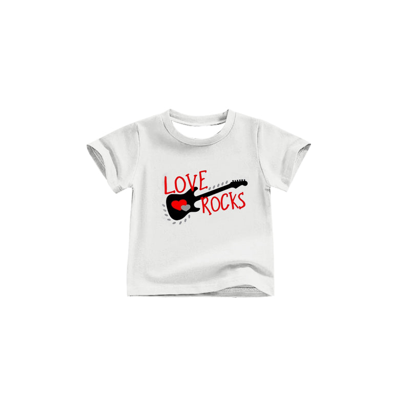 (Custom Design Preorder MOQ 5) LOVE ROCKS Heart Print Kids Valentine's Tee Shirts Top