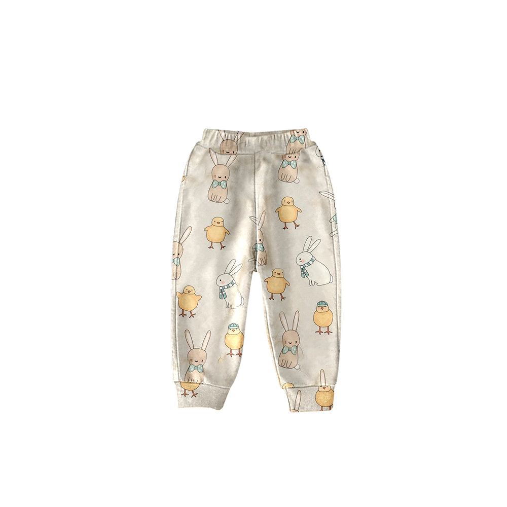 (Custom Design MOQ 5) NO.12 Bunny Chickling Print Kids Easter Pants