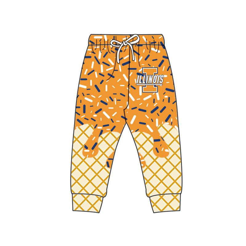 (Custom Design Preorder MOQ 5 Each Item)Team's ILLINOIS Sprinkles Print Sibling Matching Clothes