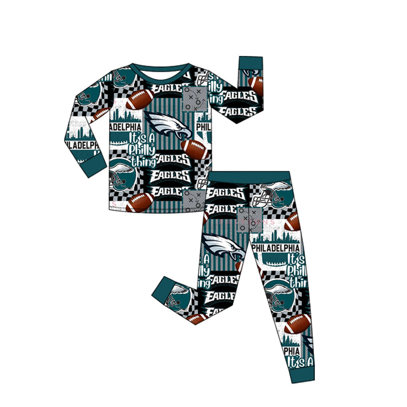 (Custom Design Preorder MOQ 20 Each Item)Team's Eagles Print Family Bamboo Matching Clothes