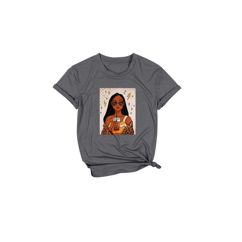 (Custom Design Preorder MOQ 5 Each Item) Cartoon Princess Grey Print Mom and Me Matching Clothes