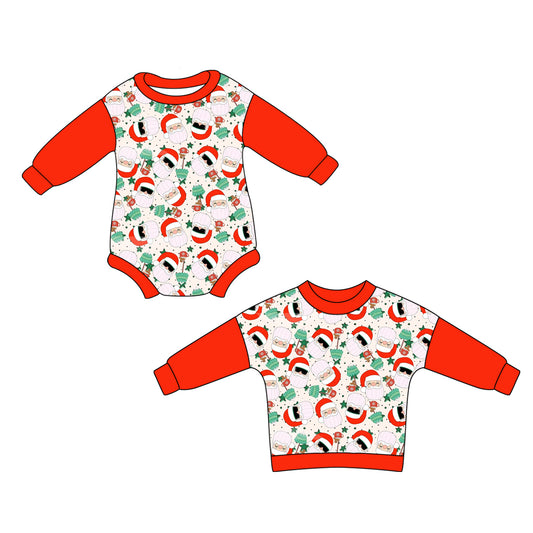 5.22(Custom Design Preorder MOQ 5 Each Design) Santa Print Boys Christmas Matching Clothes Brothers Wear