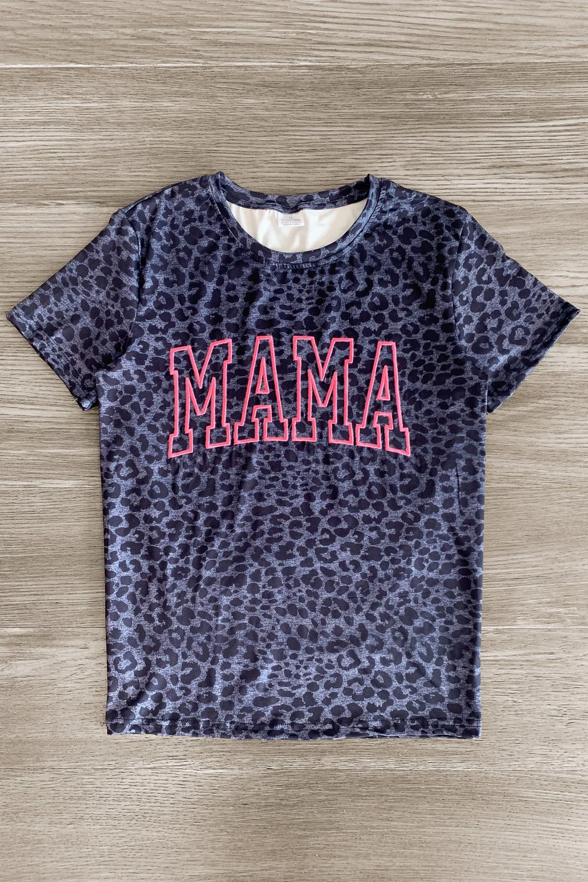 (Custom Design Preorder MOQ 5)  Navy Leopard MAMA Print Adult Tee Shirts Top