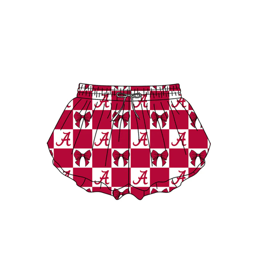 (Custom Design Preorder MOQ 5 Each Color) Team's Alabama Bows Plaid Print Girls Summer Clothes Sisters Matching Wear