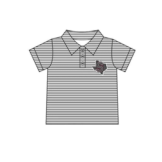 (Custom Design Preorder MOQ 5 Each Item)Team's Seymour Grey Stripes Print Polo Top Mom and Me Matching Clothes