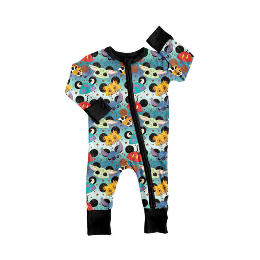 (Custom Design Preorder MOQ 5) Cartoon Mouse Hat Animals Print Baby Boys Fall Sleeper Zipper Romper