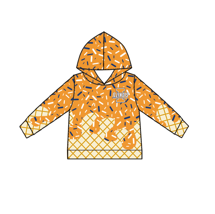 (Custom Design Preorder MOQ 5 Each Item)Team's ILLINOIS Sprinkles Print Sibling Matching Clothes