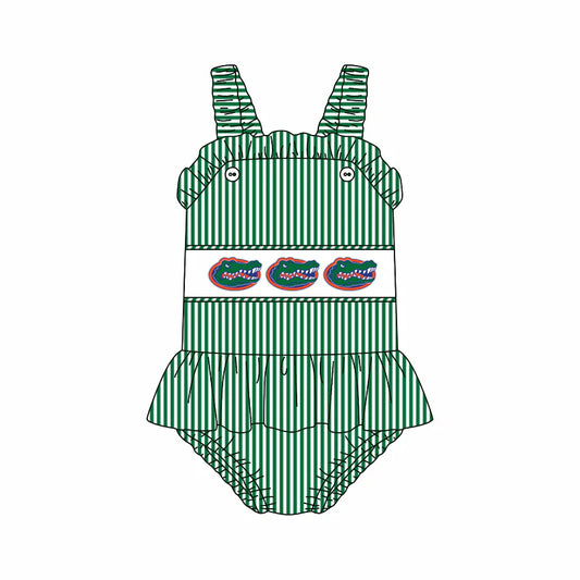 (Custom Design Preorder MOQ 5) Team's Florida Stripes Print Girls 1 Piece Swimsuits