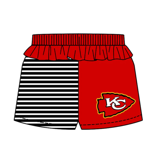 (Custom Design Preorder MOQ 5) Team's Chiefs Stripes Print Girls Summer Bottom Shorts