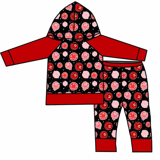 (Split Order Preorder) Deadline November 30 Smiling Face Print Kids Hoodie Clothes Set