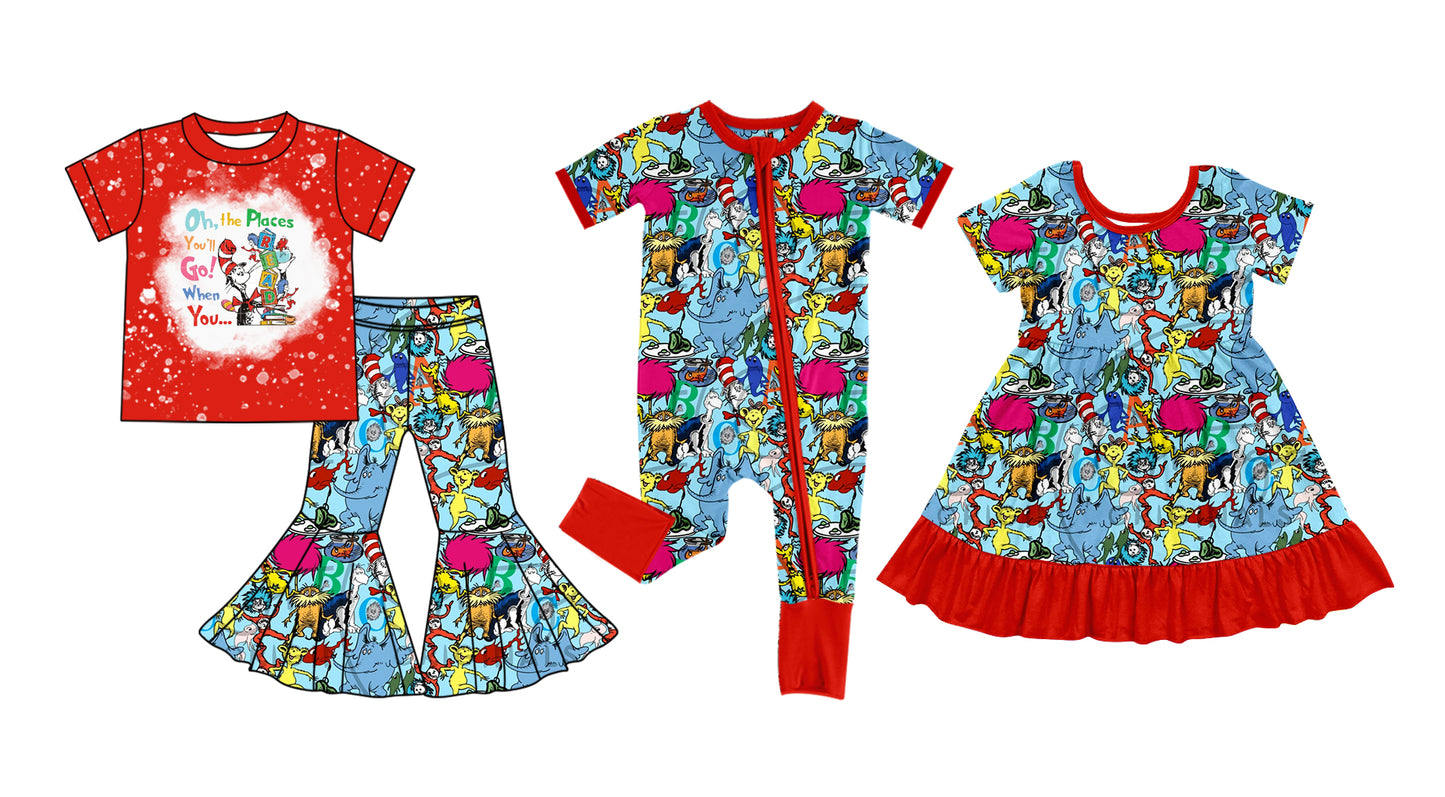 11.29(Custom Design Preorder MOQ 5 Each Design) Dr.Reading Print Girls Matching Clothes Sisters Wear