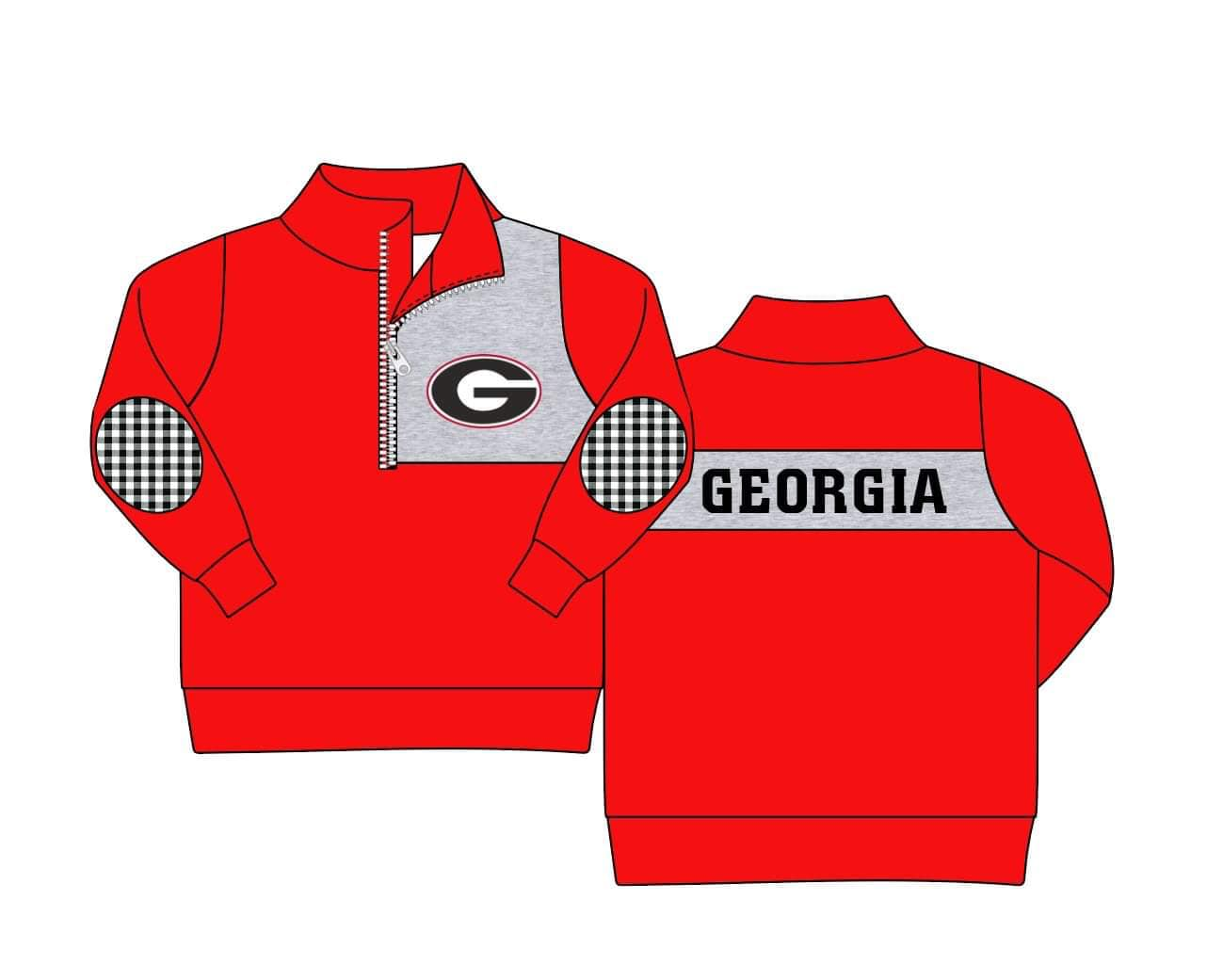 (Custom Design Preorder MOQ 5) Team's GEORGIA Print Boys Long Sleeve Buttons Pullover Shirts