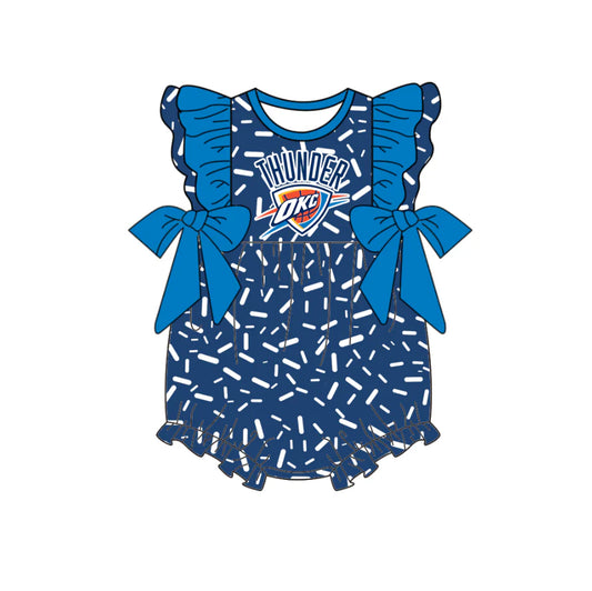 (Custom Design Preorder MOQ 5) Team's THUNDER Sprinkles Print Baby Girls Summer Romper