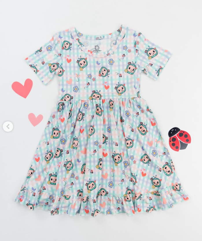 (Custom Design Preorder MOQ 5 ) Cartoon Watermelon Plaid Print Girls Knee Length Dress