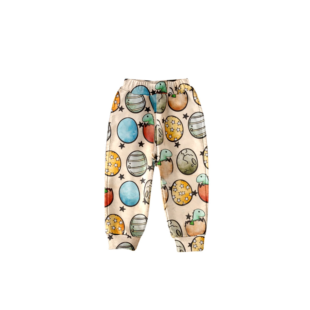 (Custom Design MOQ 5) NO.14 Dino Colorful Egg Print Kids Easter Pants