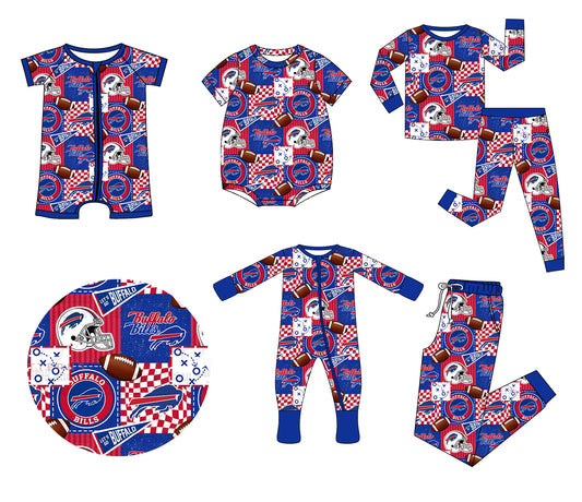 (Custom Design Preorder MOQ 20 Each Item)Team's Bills Print Family Bamboo Matching Clothes