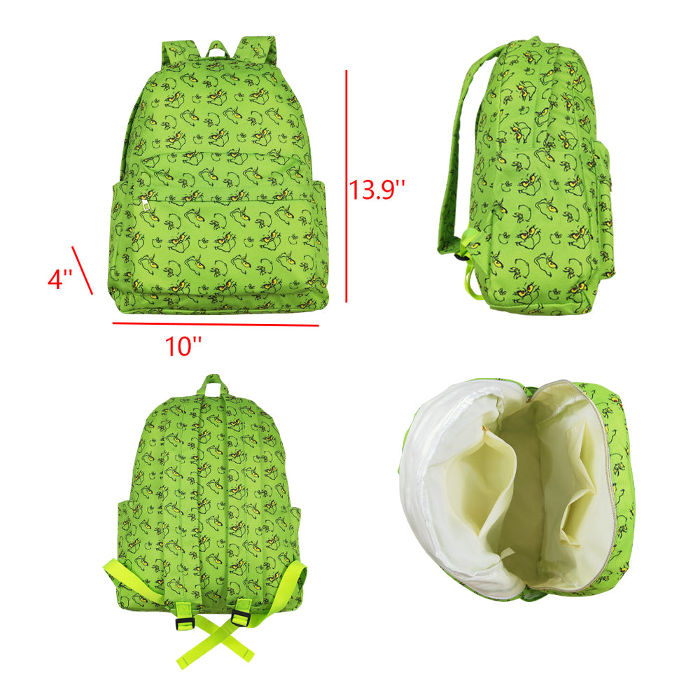 BA0119 Kids bag green Christmas frog print backpack