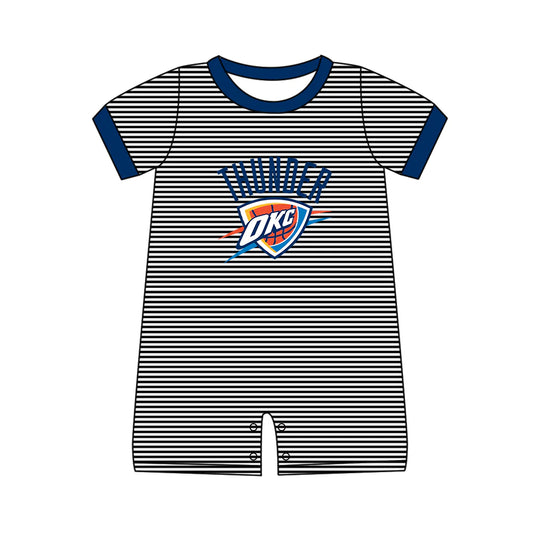 (Custom Design Preorder MOQ 5) Team's THUNDER Stripes Print Baby Boys Summer Romper
