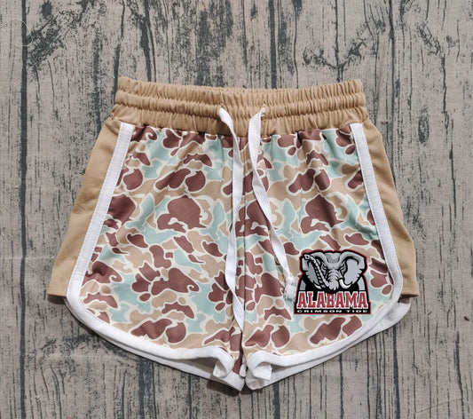 (Custom Design Preorder MOQ 5 Each Item) Team's Alabama Blue Camo Print Summer Bottom Shorts Mom and Me Matching Clothes