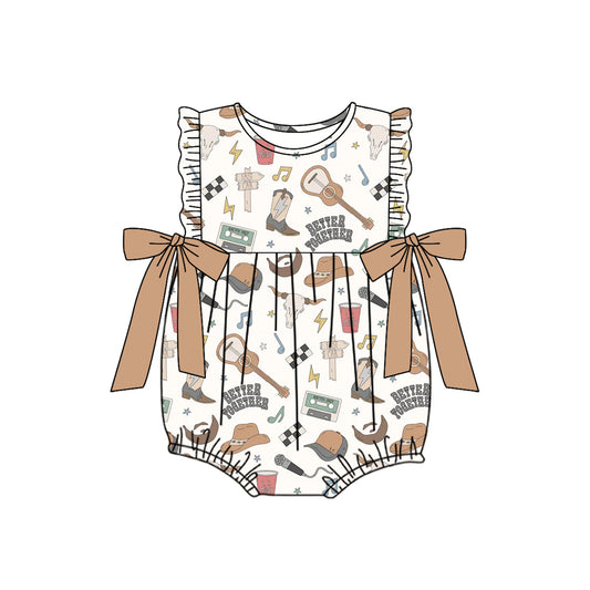 (Pre-order)SR2271  Better Together Western Print Baby Girls Summer Romper