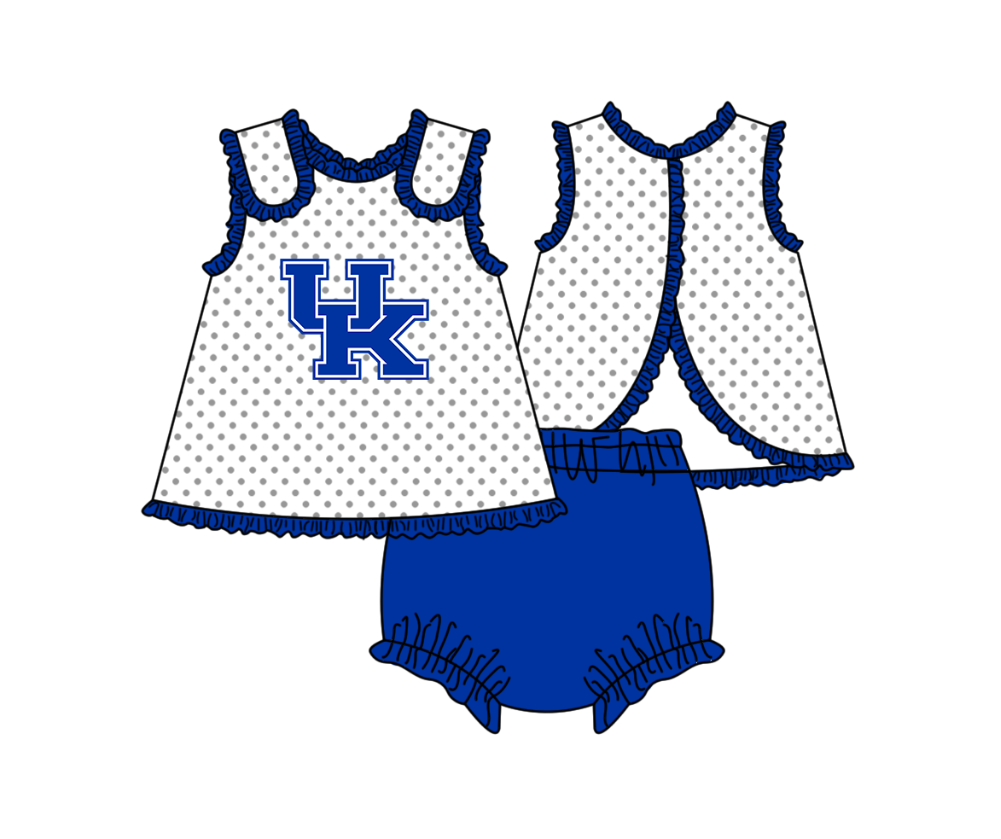 (Custom Design Preorder MOQ 5 Each Item) Team's Kentucky Print Kids Summer Matching Clothes Sibling Wear