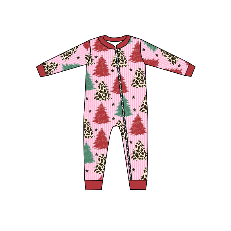 (Custom Design Preorder MOQ 5) NO.15 Christmas Tree Baby Zip Romper