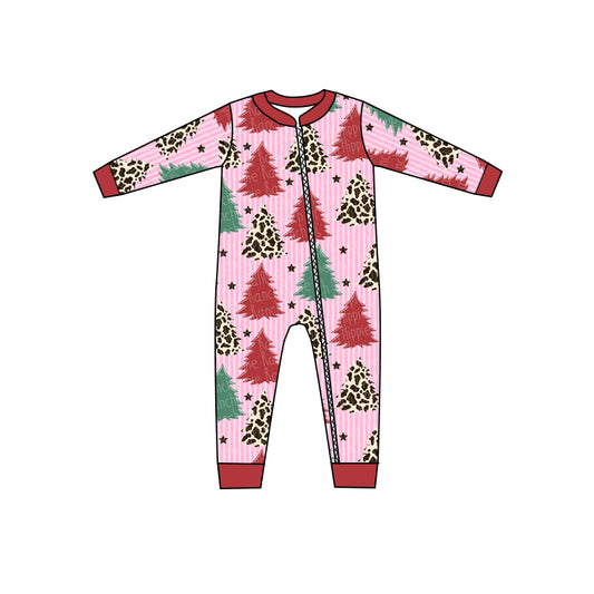 (Custom Design Preorder MOQ 5) NO.15 Christmas Tree Baby Zip Romper