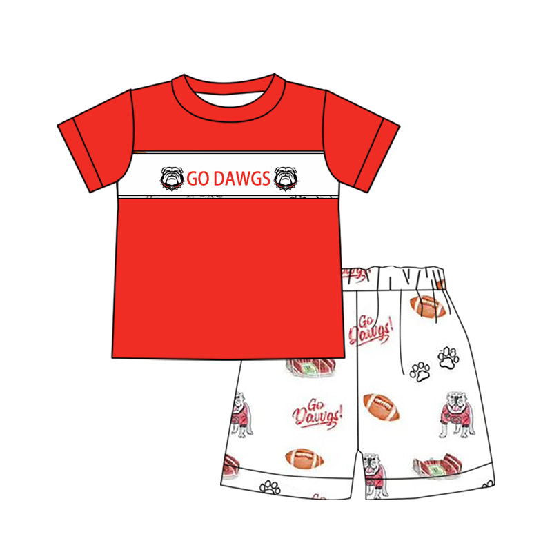 1.7(Custom Design Preorder MOQ 5 Each Design) Team's GO DAWGS Print Kids Summer Matching Clothes Sibling Wear