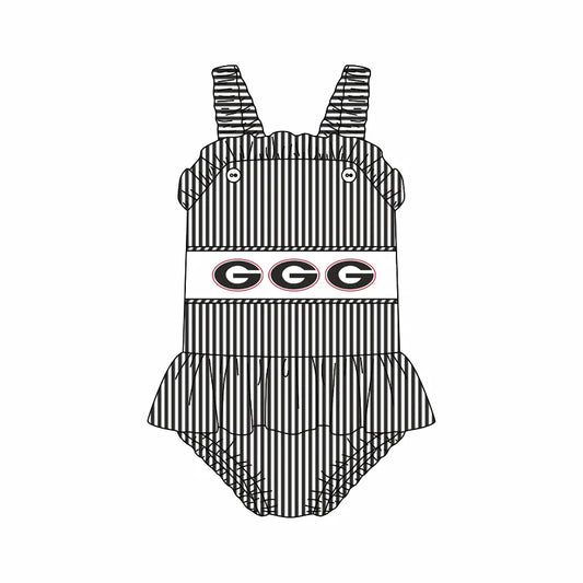 (Custom Design Preorder MOQ 5) Team's Georgia Stripes Print Girls 1 Piece Swimsuits