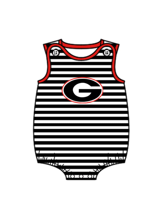 (Custom Design Preorder MOQ 5 Each Design) Team's Georgia Stripes Print Boys Summer Matching Clothes Brothers Wear